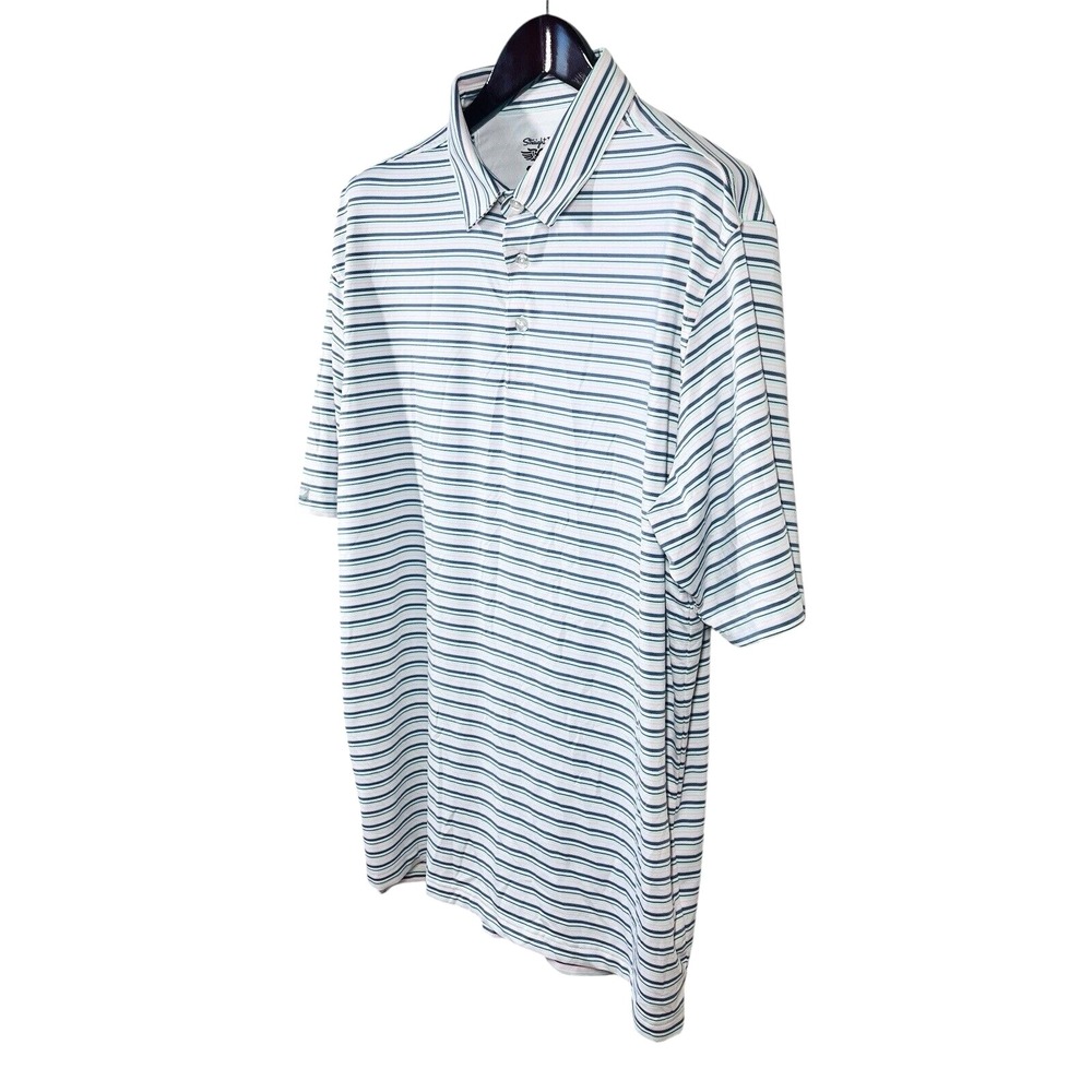 Straight Down Performance Golf Polo Mens XXL Pastel Stripes Short Sleeve Shirt - Picture 4 of 8